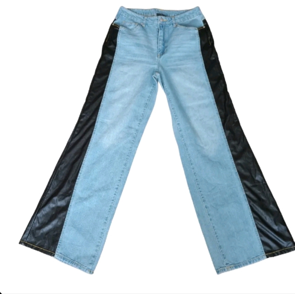 Venus New Vintage Leather Wide Leg Jeans Ladies Size 12